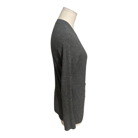 Vince Charcoal Gray Ribbed Cashmere Knit Sweater Cardigan Button Up Sz M Luxury - Picture 3 of 6